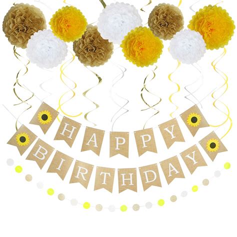 Buy LITAUS Birthday Decorations Sunflower Happy Birthday Decorations