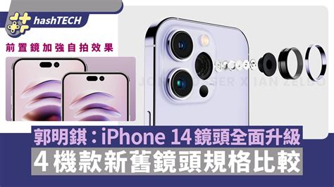 Iphone 14｜郭明錤：拍攝功能全面升級 4機款新舊鏡頭規格比較