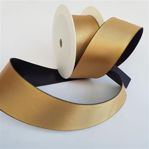 Satin Ribbon Two Toned Mm Gold Black Desflora