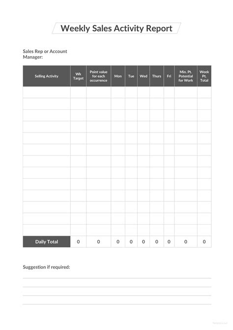 Weekly Sales Activity Report Template In Microsoft Word Excel