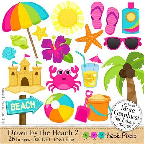 Beach Clipart Clip Art Summer Vacation Travel Clipart Clip Art Vectors