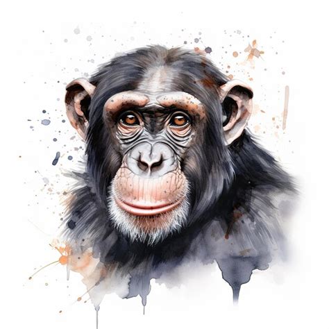 Premium AI Image | Chimpanzee and Monkey in Watercolor Endangered Animals in their Natural ...