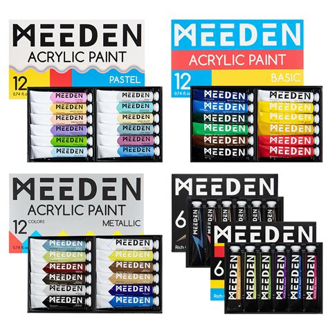 MEEDEN Acrylic Paint Set 48 X 22ml Artist Acrylic Paint Tubes Set