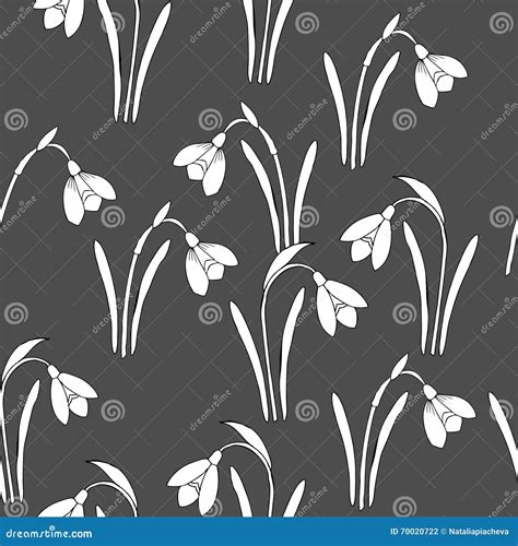 Seamless Pattern With Snowdrops Stock Vector Illustration Of Spring