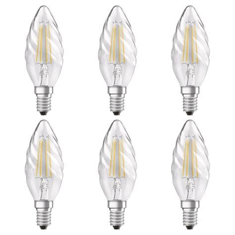 6 X Osram Led Filament Retrofit Classic Bw Kerze Gedreht 4w 40w E14