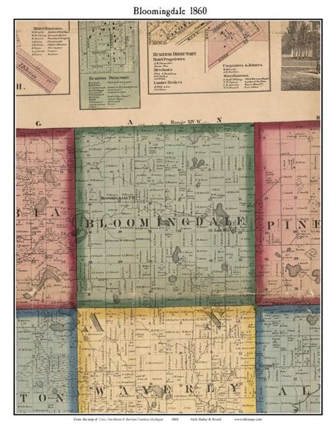 Bloomingdale 1860 Old Town Map With Homeowner Names Lake Etsy Town