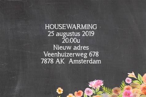 Mooie Uitnodiging Housewarming Met Verhuisdoos En Chevron