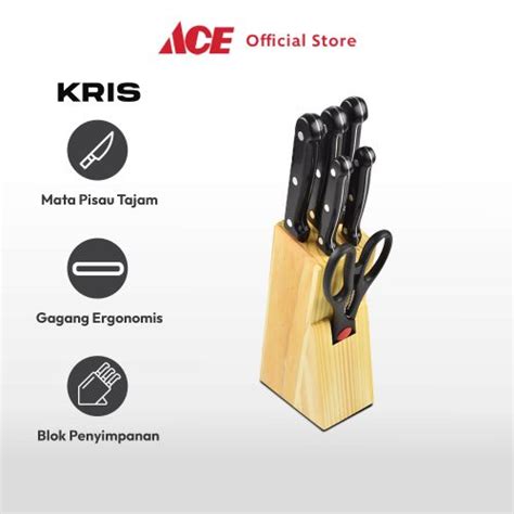 Jual Ace Kris Set Pcs Pisau Dapur Dengan Block Penyimpanan Hitam