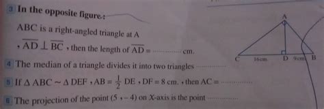 Solved In The Opposite Figure Abc Is A Right Angled Triangle At A