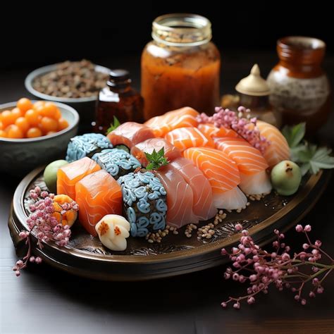 Un Plato De Sushi Con Diferentes Tipos De Pescado Foto Premium