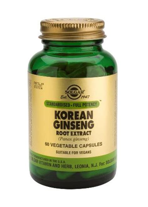 Solgar Standardised Full Potency Korean Ginseng Root Extract Vegetable Capsules 60 Oxford