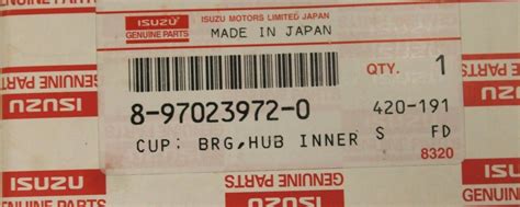 Genuine Isuzu Bearing Hub Cup Inner Rear Axle For NPR NPR HD NQR 3 9L