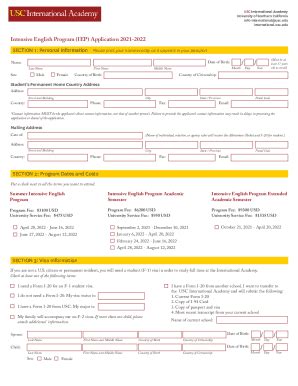 Fillable Online Intensive English Program Iep Application