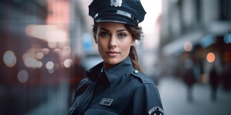 Premium Photo Policeman On A City Street Portrait Generative Ai