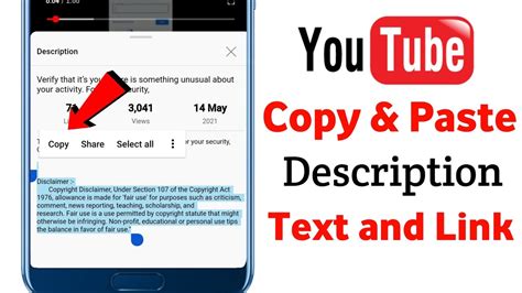 How To Copy Youtube Description Text Link Youtube Description Copy