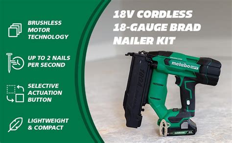 Metabo HPT 18V MultiVolt Cordless 18 Gauge Brad Nailer Kit Includes 1