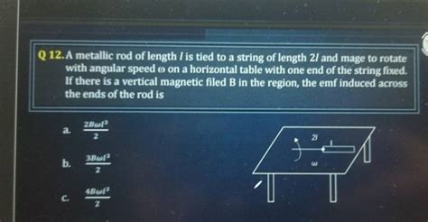 Q 12 A Metallic Rod Of Length L Is Tied To A String Of Length 2 And Mag