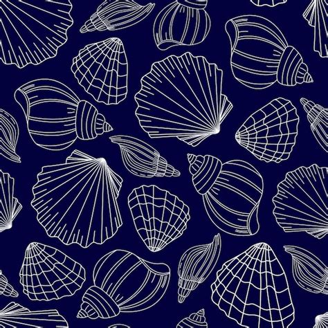 Premium Vector Seamless Pattern Of Sea Shells Oysters Conches Marine