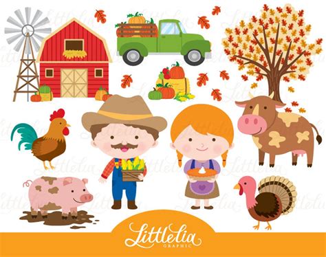 Autumn Farm Clipart Farm Clipart 16046 - Etsy