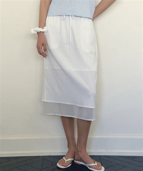 MUSINSA LOEIL See Through Volume Layered Long Skirt Ivory