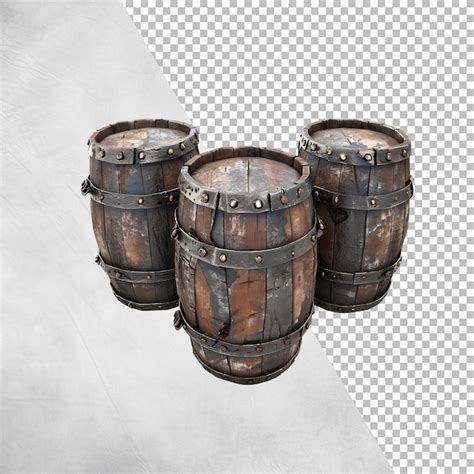 Premium PSD Antique Wooden Barrels Isolated On Transparent Background