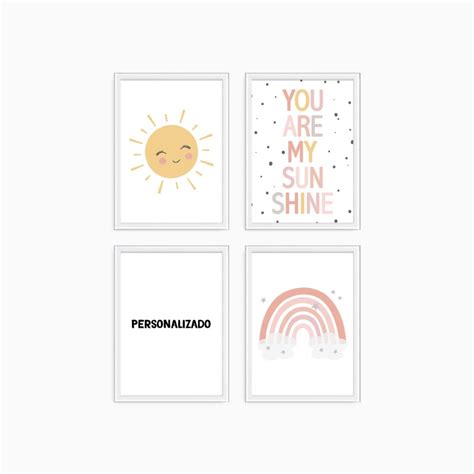 Quadros Sol Arco Ris You Are My Sunshine Personalizado Elo