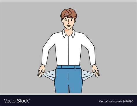 Stressed Businessman Show Empty Pockets Royalty Free Vector