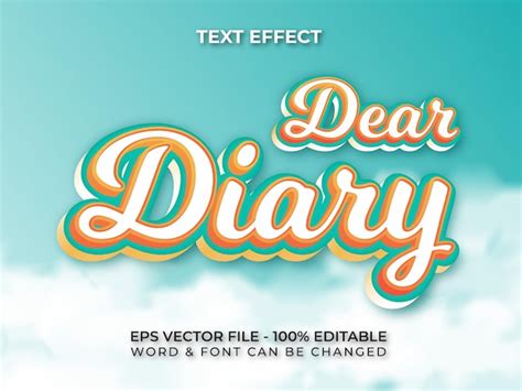 Premium Vector Dear Diary Text Effect Style Editable Text Effect