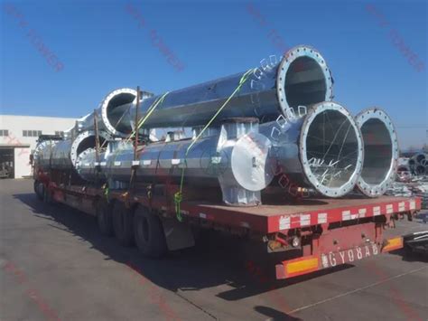 Hot Steel Galvanized Power Electricity Transmission Line Double Circuit Monopole Towers OEM