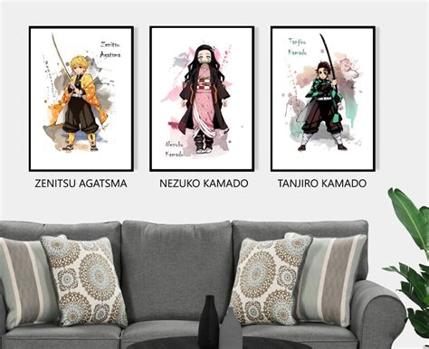 Demon Slayer Art Prints Wall Bedroom Decor Anime Gift Etsy Uk