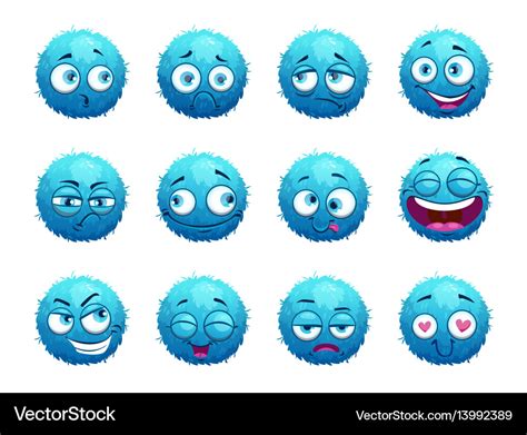 Funny blue round characters set Royalty Free Vector Image