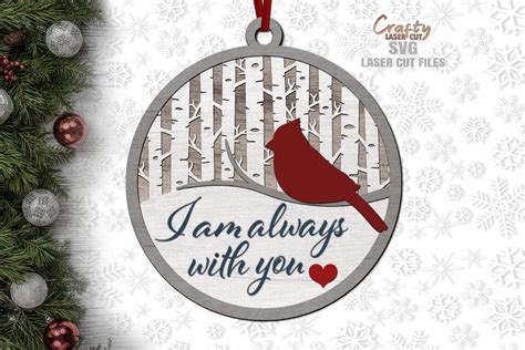 Cardinal Ornament Svg Laser Cut Files Memorial Ornament Svg Etsy