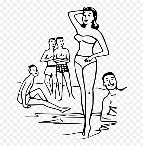 Beach With People Drawing , Png Download - Draw Beach With Peoples, Transparent Png - vhv