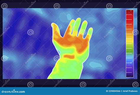 Illustration Vector Graphic Of Thermal Image Scanning Human Hands And