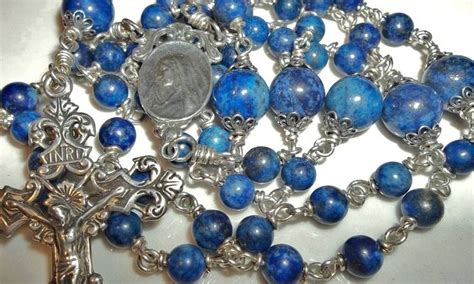 Blue Lapis Rosary With Sterling Silver Sacramentals From Браслеты из бисера