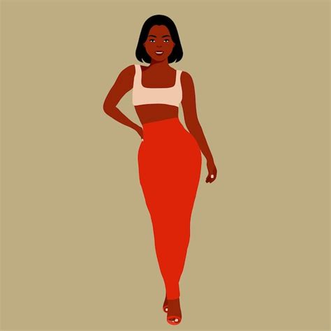 Premium Vector Beautiful Black Woman In Elegant Art Style Vector