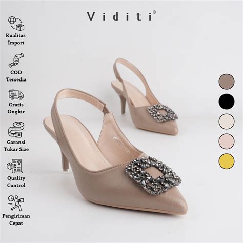 Jual Viditi Crystal Sling Back Heels 6 Cm Shoes Sepatu Import