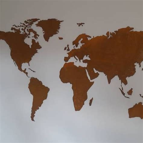 World Map Metal Wall Art Map Wall Decor Corten Wall Map Industrial Wall Decor Minimalistic