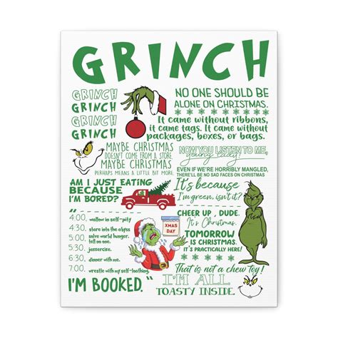 Grinch Quotes Sayings Christmas Canvas Gallery Wraps - Etsy