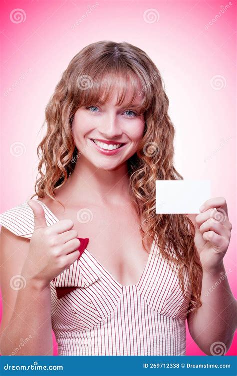 Femme D Affaires Qui Remet Une Carte De Visite Vierge Photo Stock