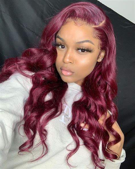 Burgundy Hair Color Lace Front Wig Body Wave Colored Wigs