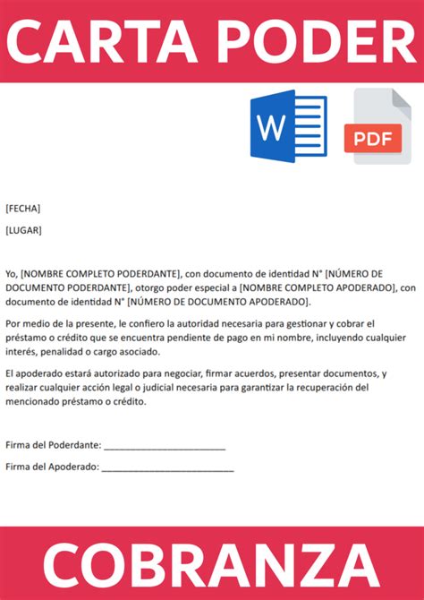 Carta Poder De Cobranza Ejemplos Y Modelos Para Descargar