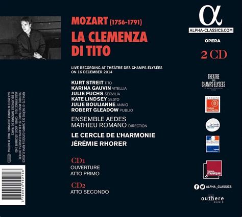 Mozart La Clemenza Di Tito Wolfgang Mozart Jeremie Rhorer Cd