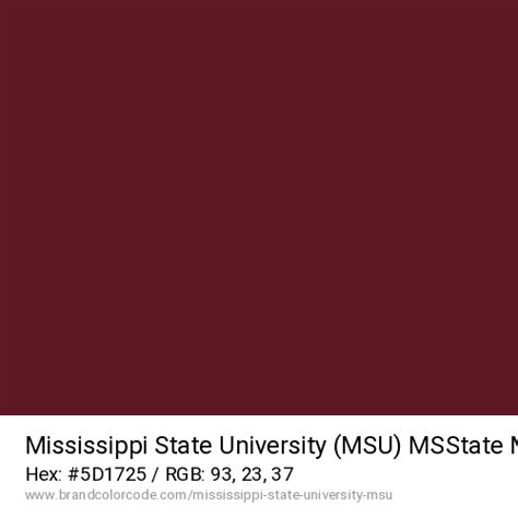 Mississippi State University Msu Brand Color Codes