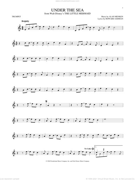 Under The Sea Sheet Music For Trumpet Solo Pdf Interactive