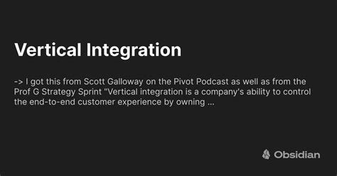 Vertical Integration - Obsidian Publish