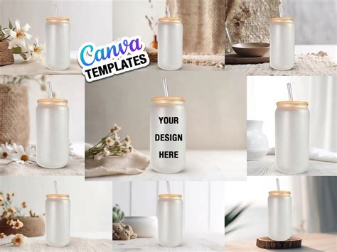 10 Frosted 16oz Libbey Glass Can Mock Ups Canva Templates Edit In CANVA