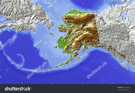 Alaska Shaded Relief Map Major Rivers Stock Illustration 16130425