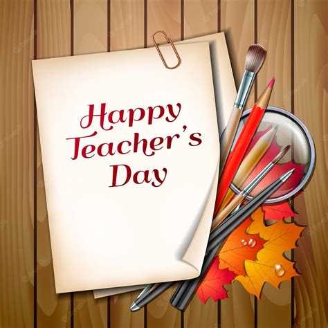 Premium Vector Teachers Day Vector Card Paper Sheet With Lettering