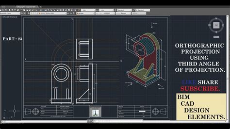 Orthographic Projection In Autocad Part Youtube